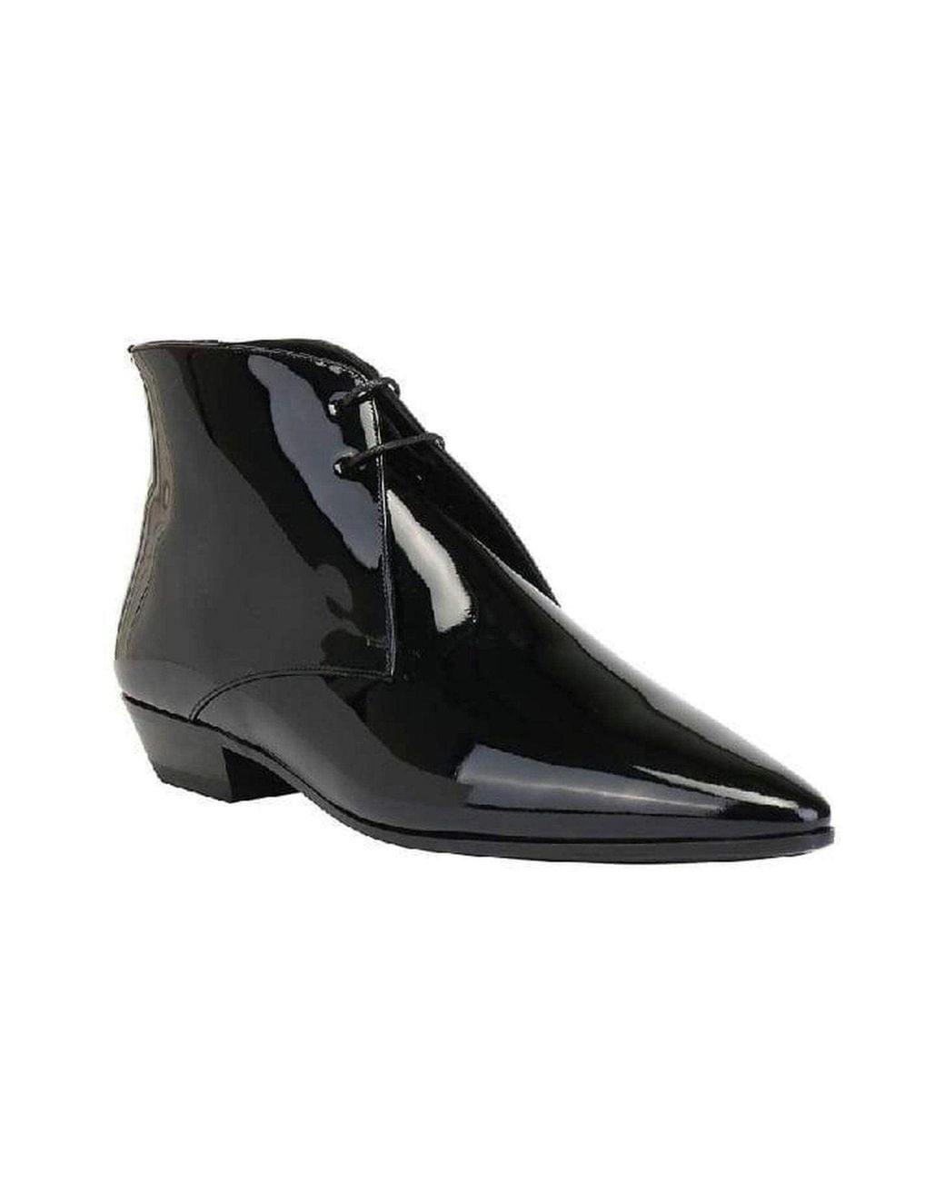Saint Laurent Black Pathen Leather Ankle Boots