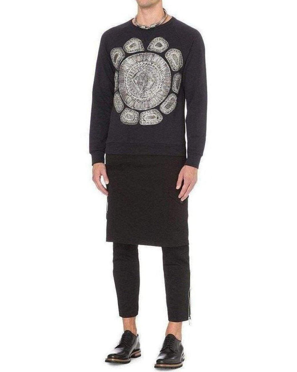 Dries Van Noten Black Embroidered Cotton Jersey Sweatshirt for men