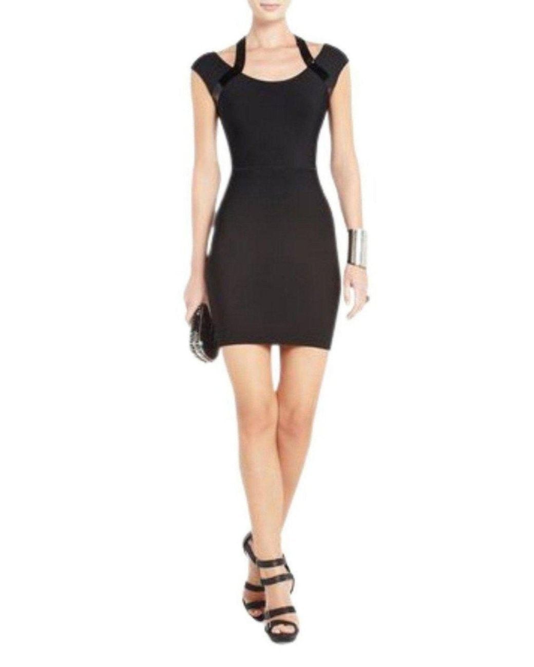 BCBGMAXAZRIA Black Karella Sequined Cocktail Dress