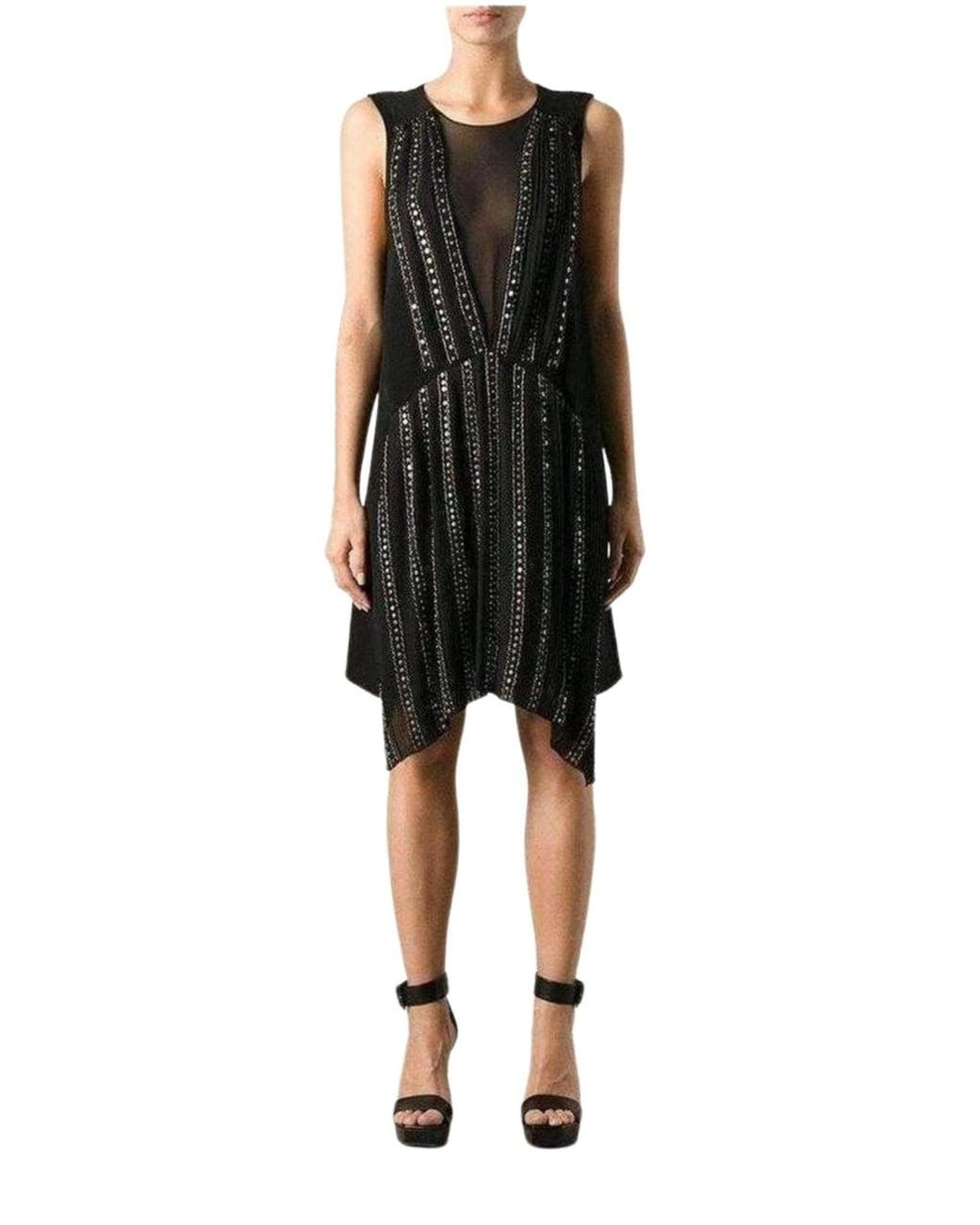 Vanessa Bruno Black Embellished Silk Cocktail Dress