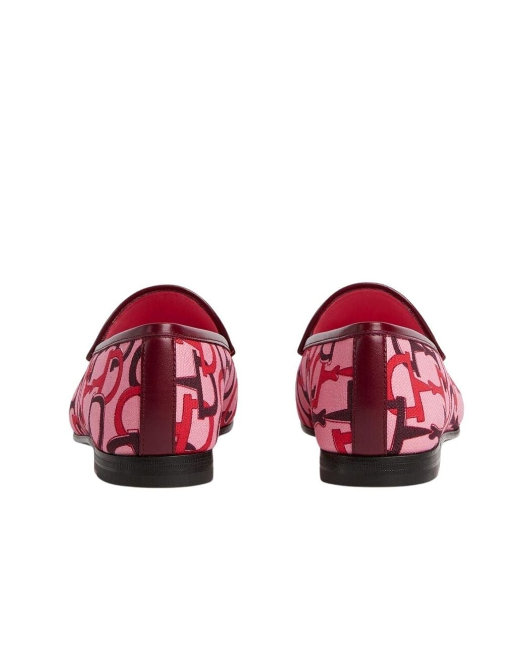 Gucci Red Jordaan Pink Horsebit Canvas Loafer