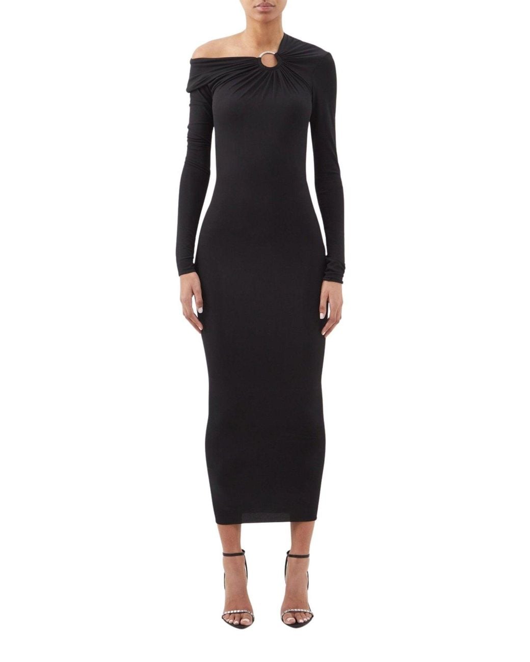 Alexandre Vauthier Blue Embellished Jersey Off-the-shoulder Dress