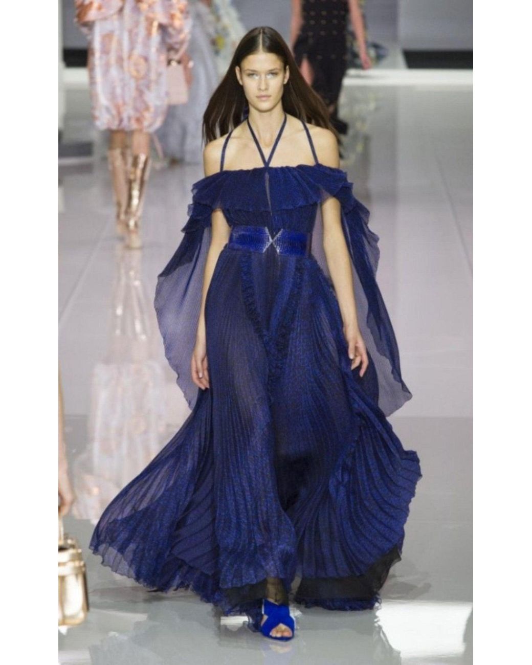 Ralph & Russo Blue Silk Ball Cape Gown