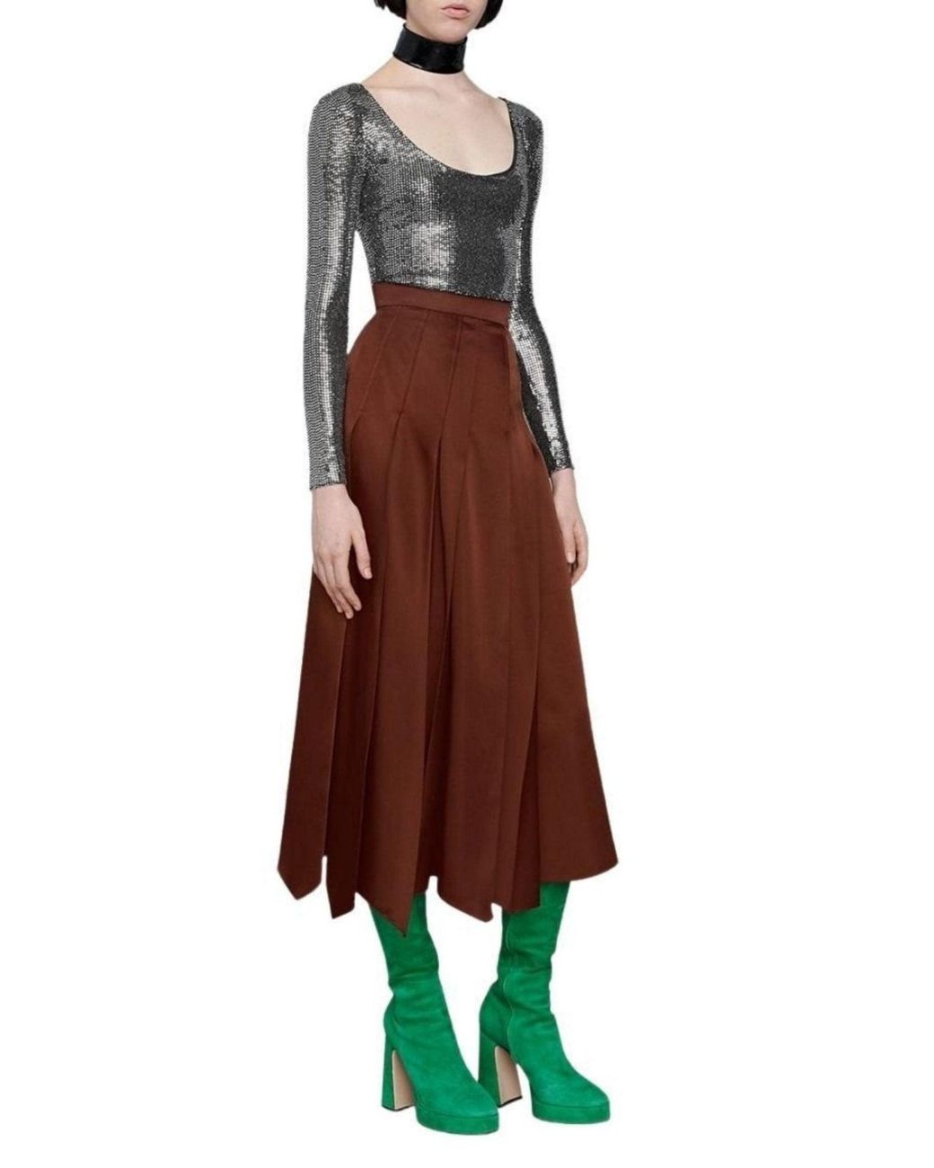 Gucci Black Metallic Effect Bodysuit