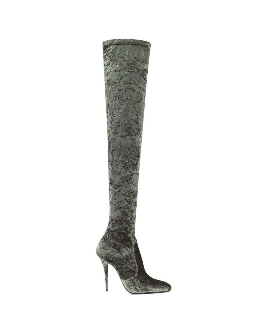 Saint Laurent Black Ella Velvet Over-the-knee Boots
