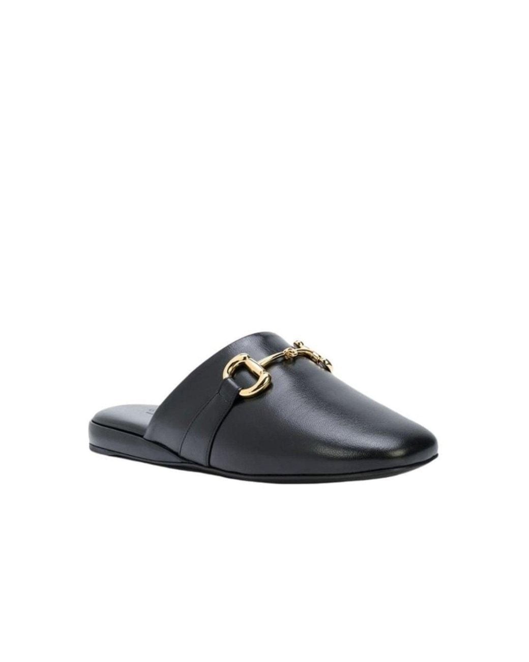 Gucci Black Pericle Horsebit Leather Slippers It 34
