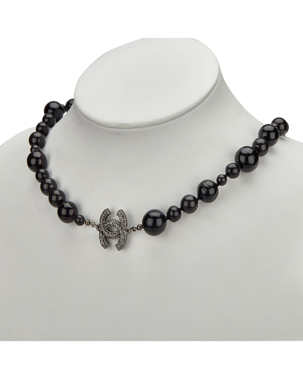 Chanel \\n Black Pearl Necklace | Lyst UK