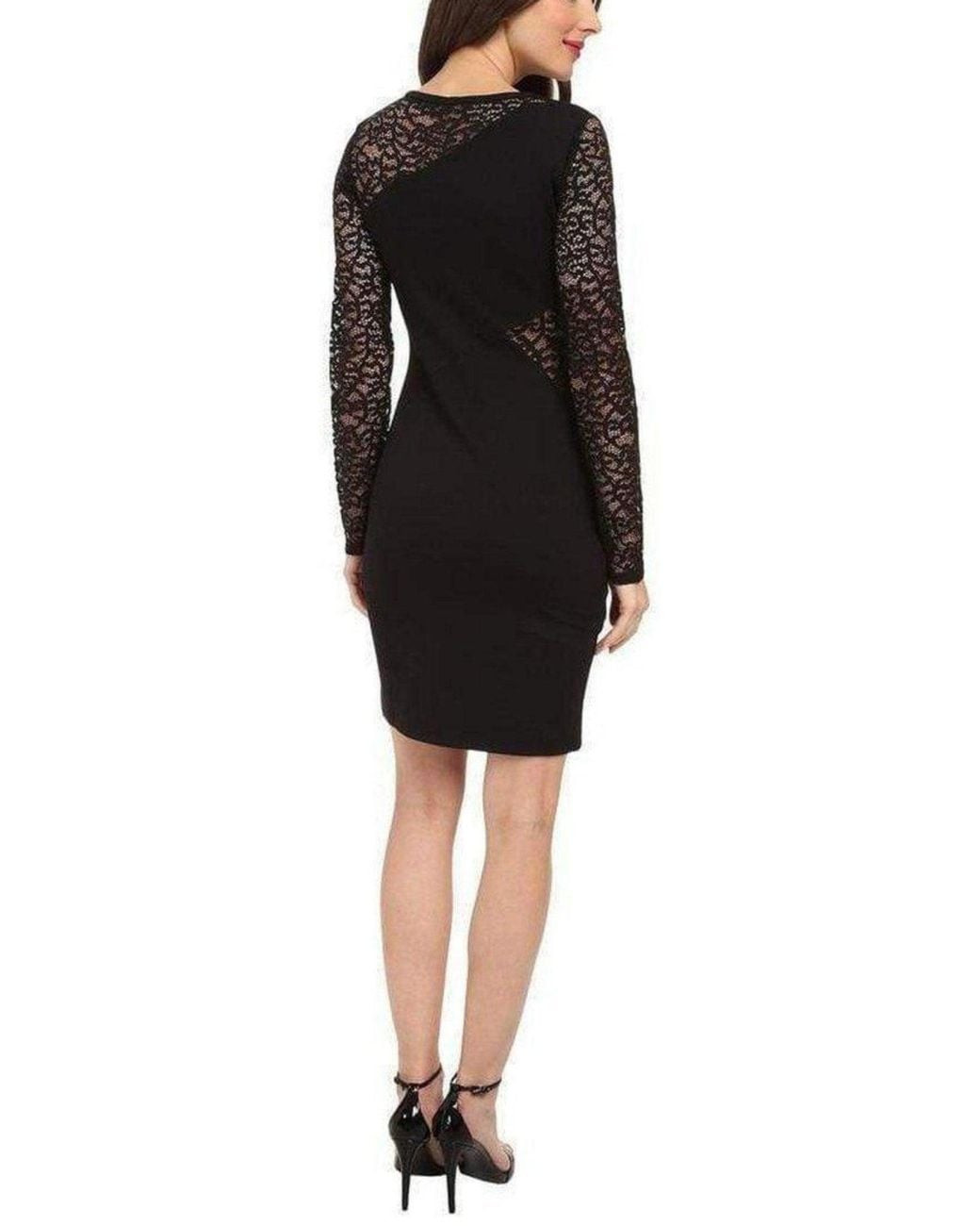 BCBGMAXAZRIA Black Jorden Lace-contrast Body-con Dress