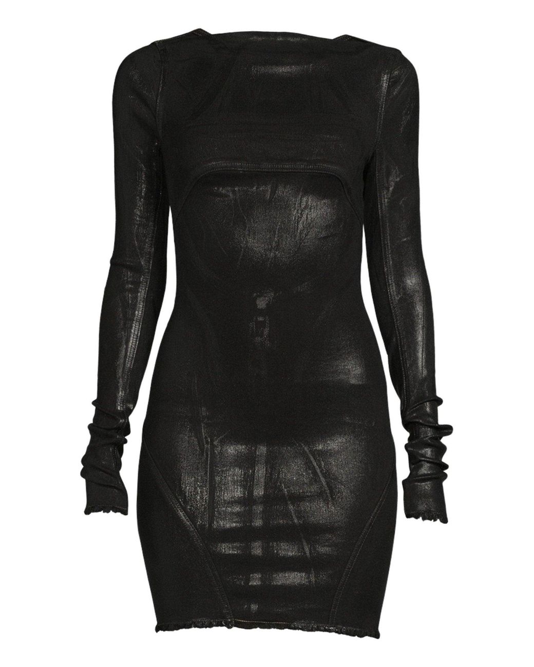 Rick Owens Black Open-back Mini Cotton Dress