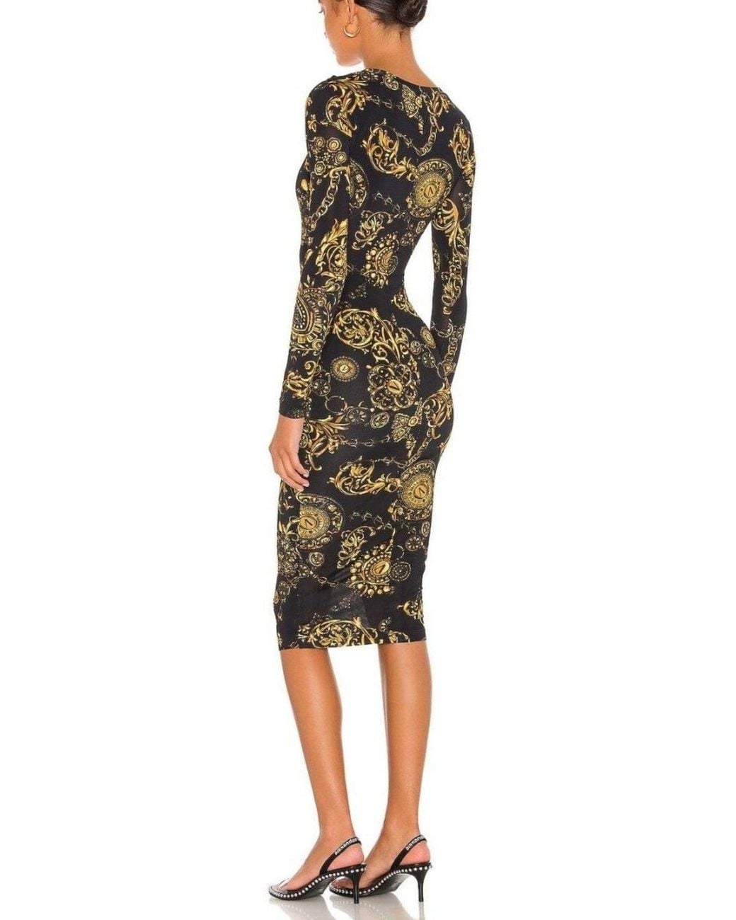 Versace Jeans Couture Black Baroque Print Midi Dress