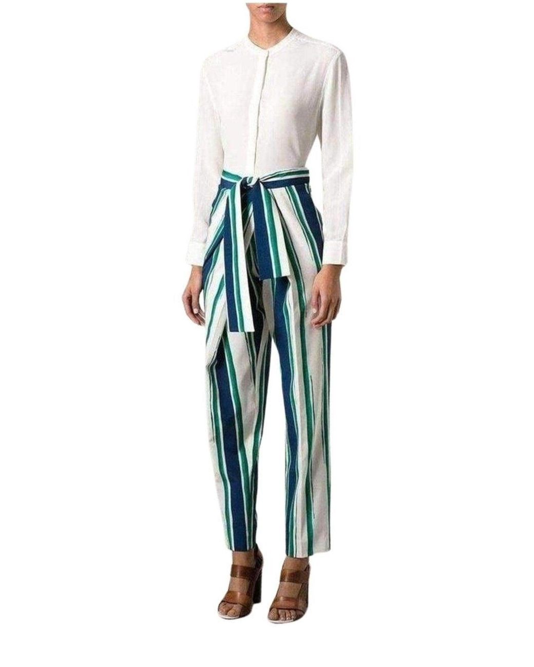 Chloé Blue Striped Sarong Silk Trousers