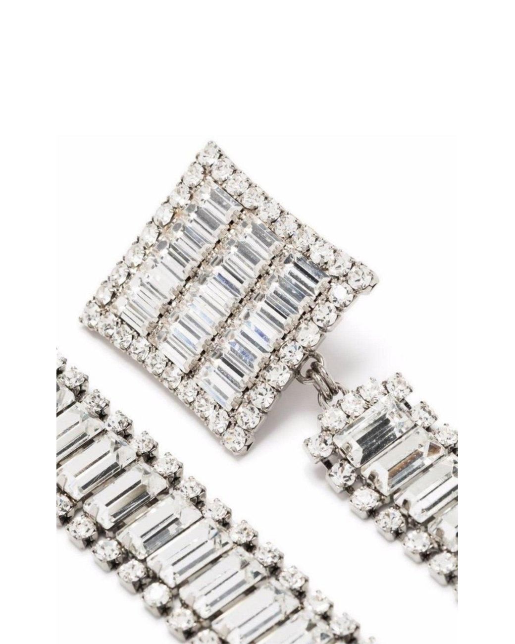 Alessandra Rich White Long Crystal-embellished Earrings