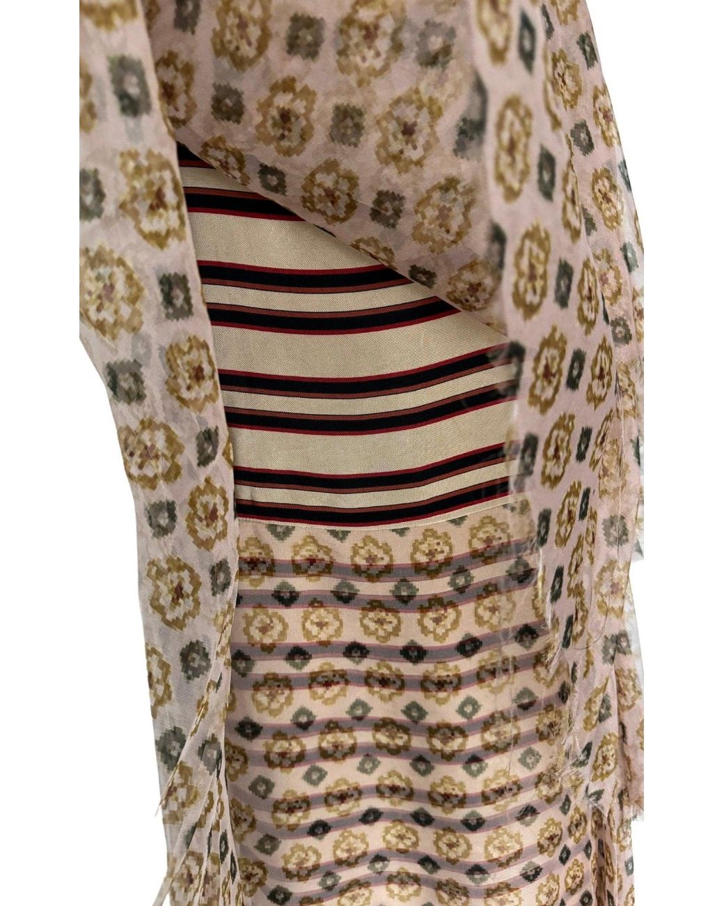 Dries Van Noten Natural Tiered Chiffon Slip Silk Dress