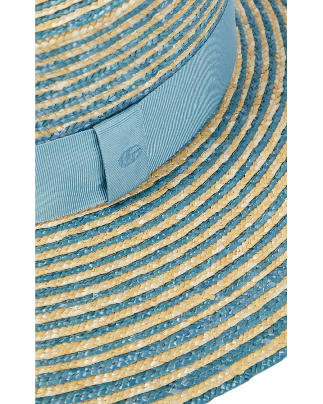 Gucci Alvy Striped Blue Straw Hat