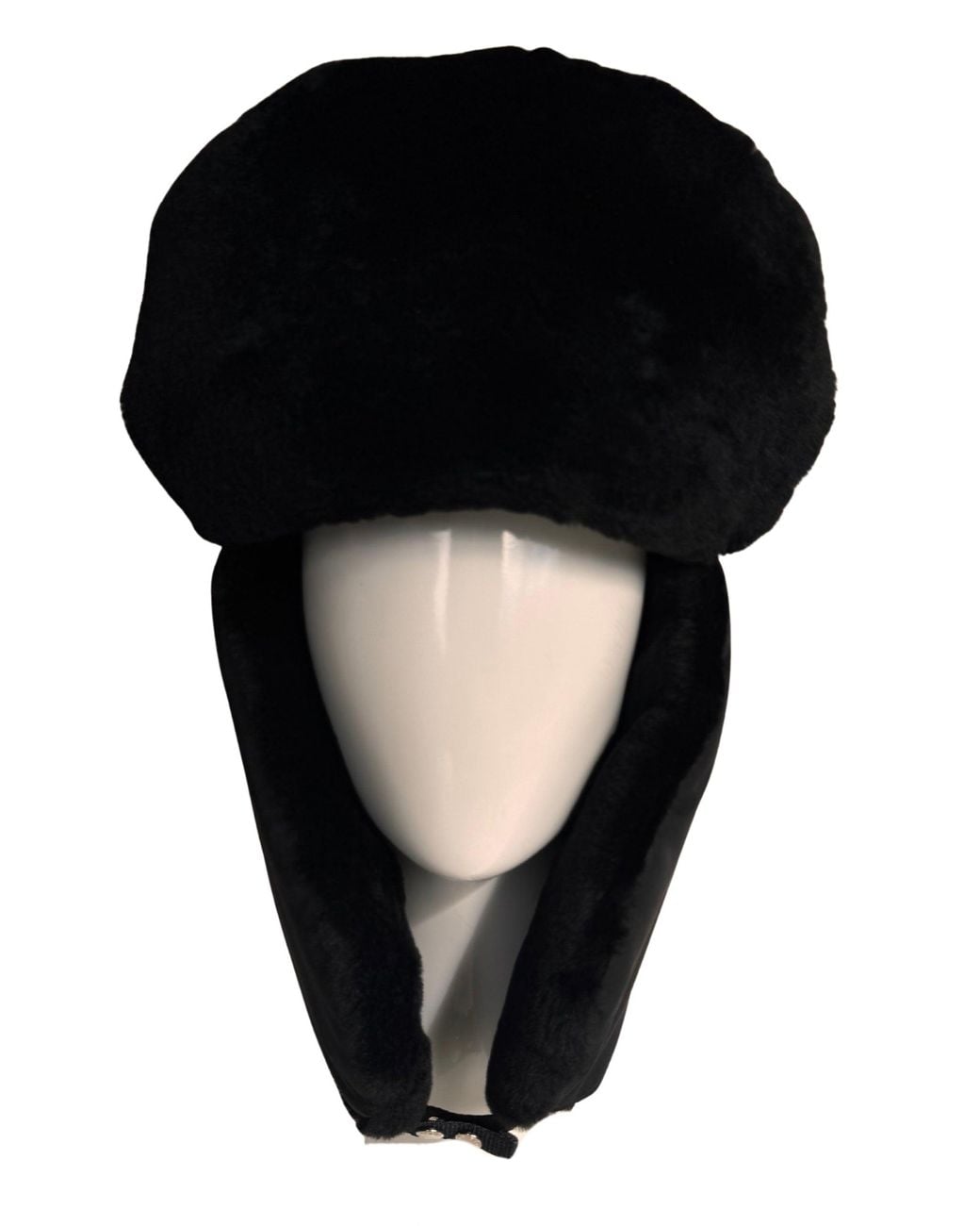 Prada Black Nylon & Shearling Trapper Hat