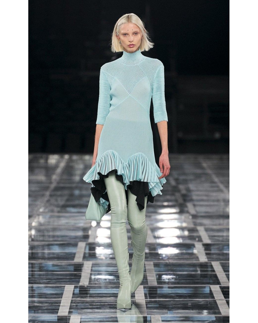 Givenchy Blue High-neck Asymmetric Dress