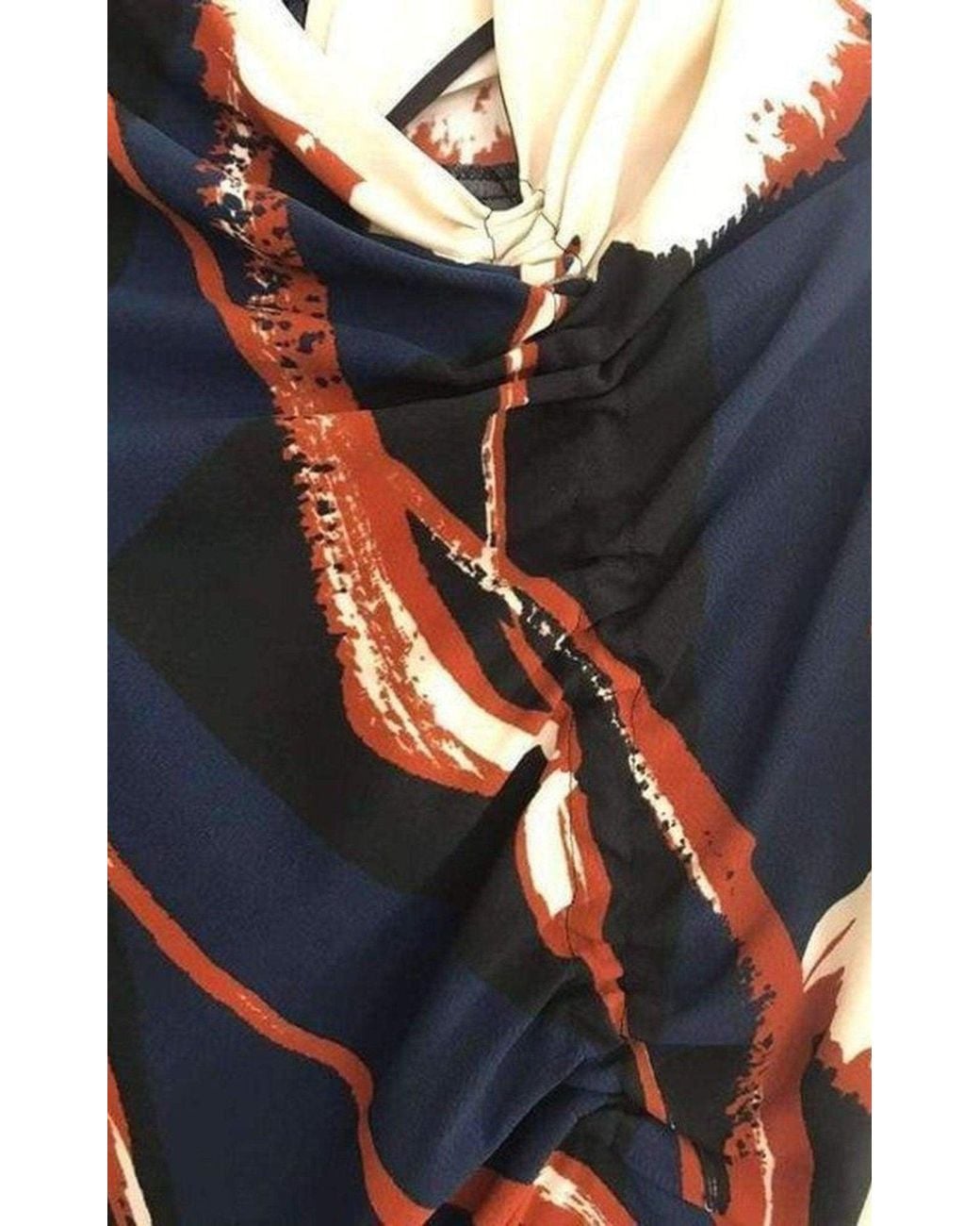 Dries Van Noten Blue Navy Crepe Abstract Print Dress