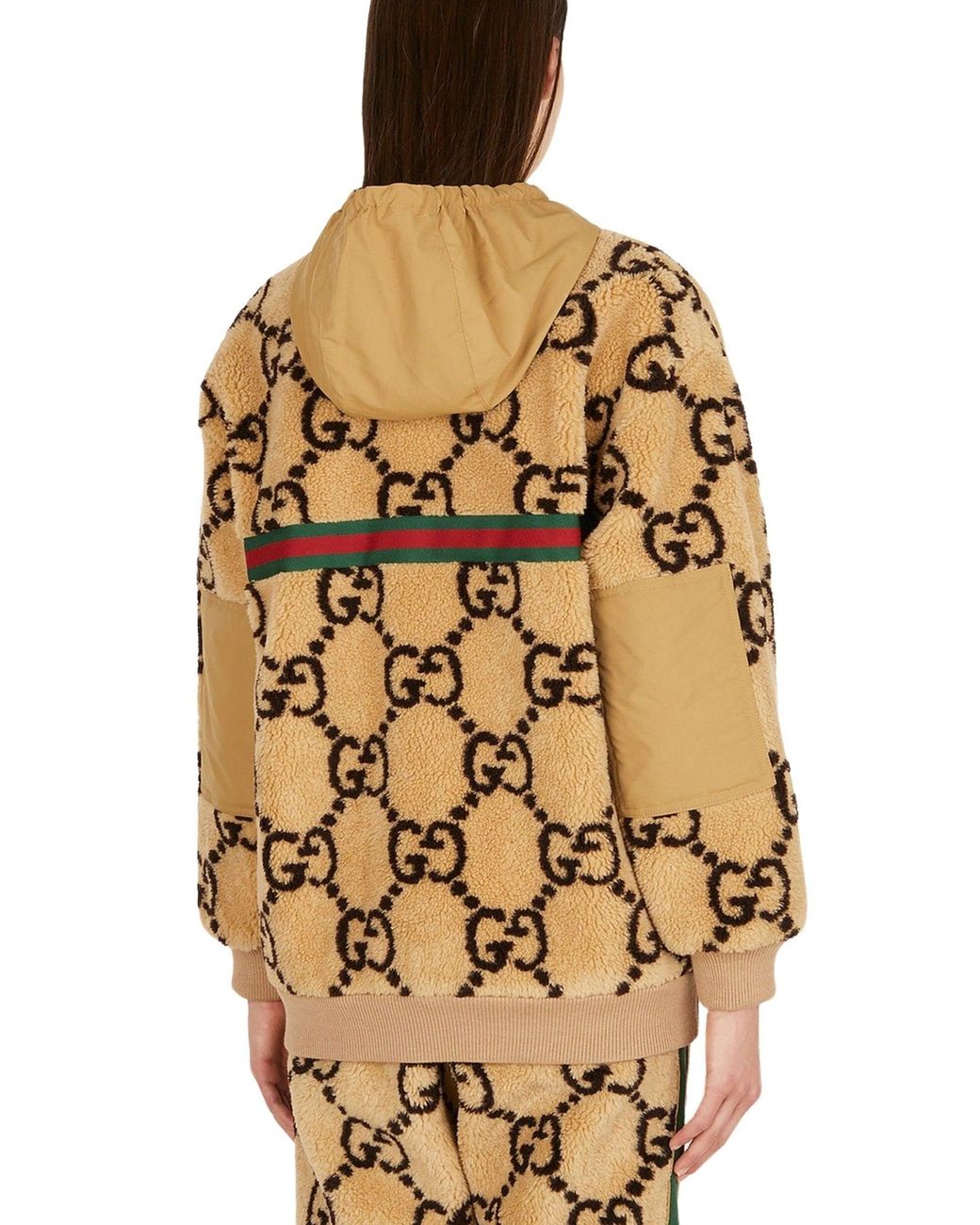 Gucci Gg-pattern Fleece Jacket in Natural | Lyst