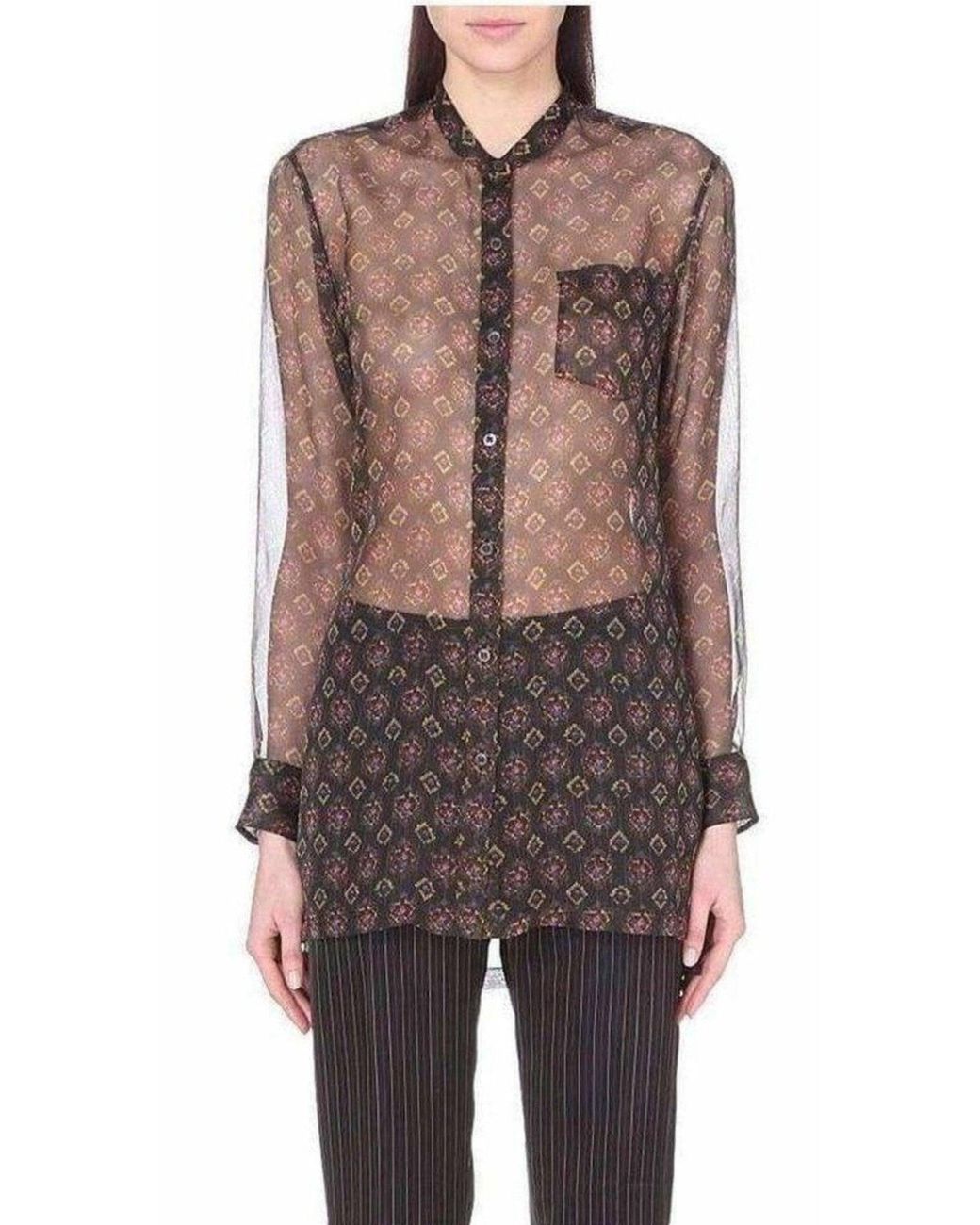 Dries Van Noten Brown Chiffon Tunic Blouse
