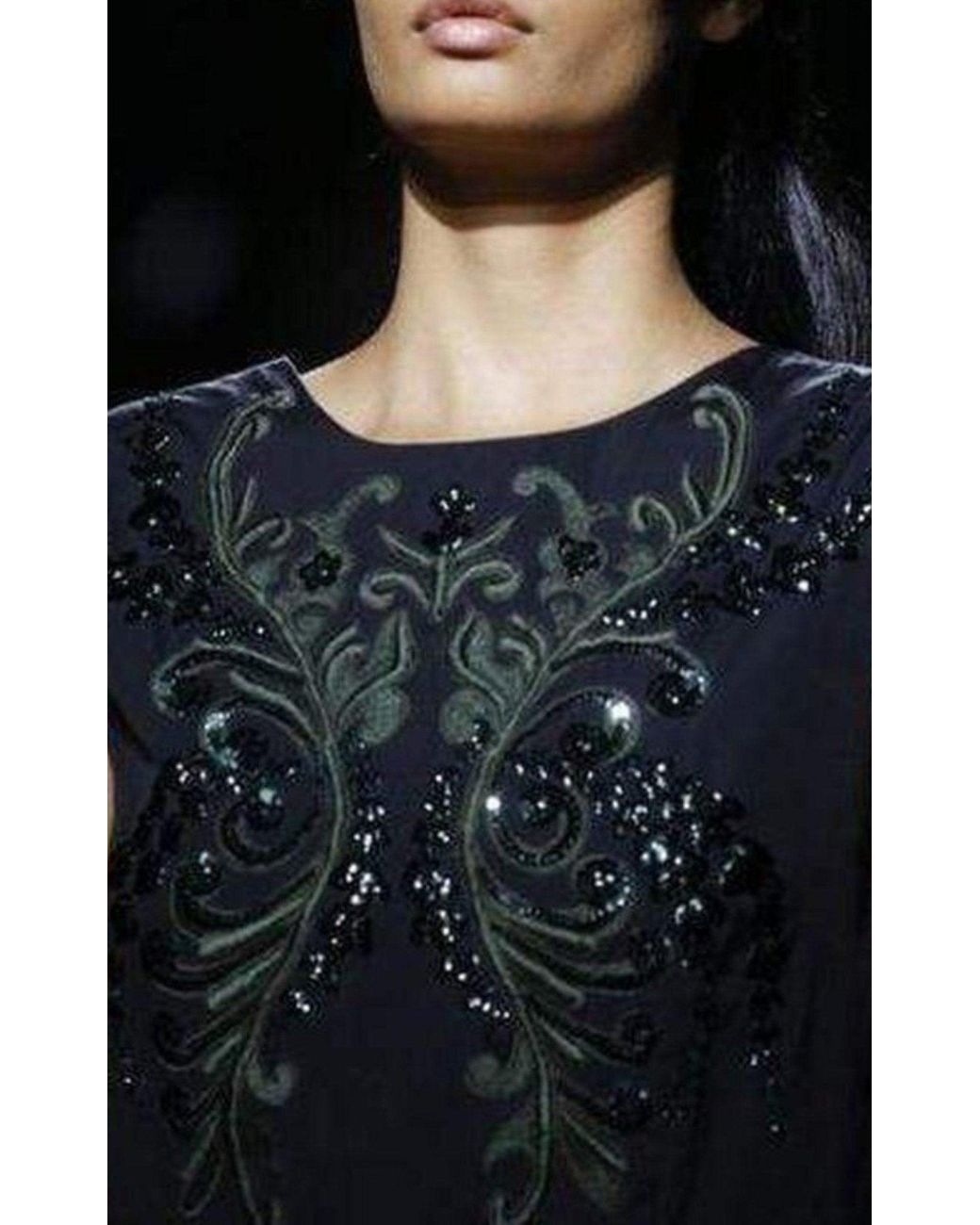 Dries Van Noten Black Sequinned Asymmetric Ruffle Cotton Dress Fr 38 (us 8)
