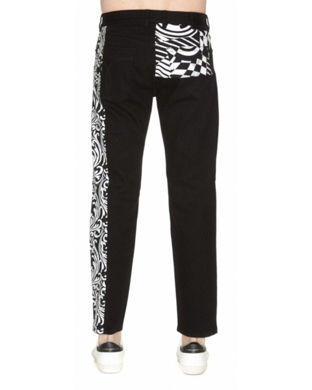 Versace Black Printed Side Detail Stretch Jeans for men