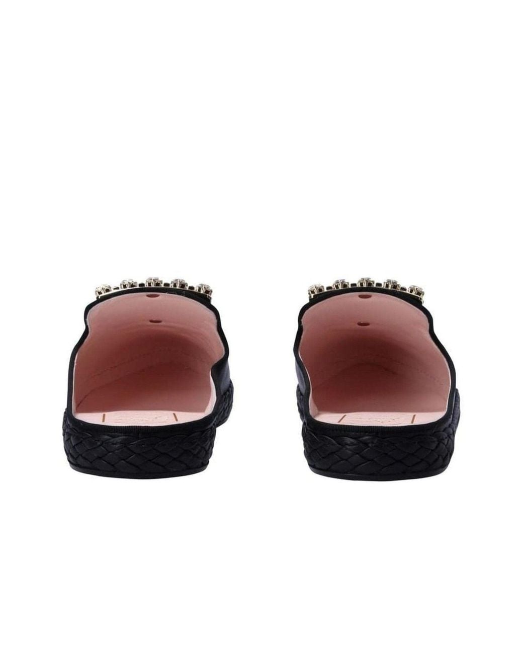 Roger Vivier Black Rv Lounge Strass Buckle Mules
