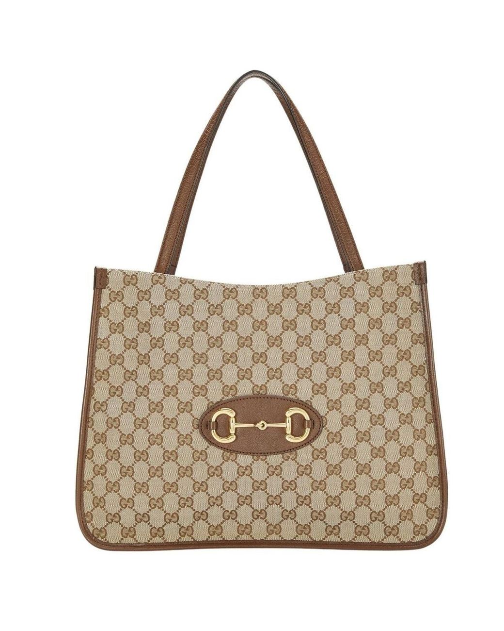 Gucci Brown Horsebit 1955 GG Supreme Medium Tote Bag