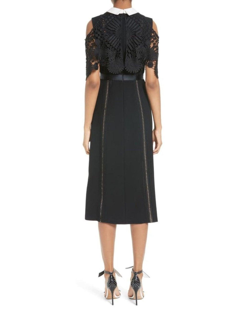 Self-Portrait Black Hinkley Cold Shoulder Midi Dress
