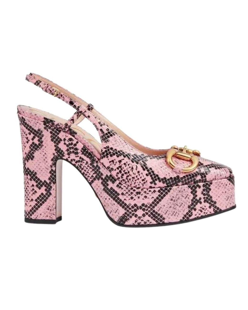 Gucci Pink Python Snakeskin-print Platform Pumps