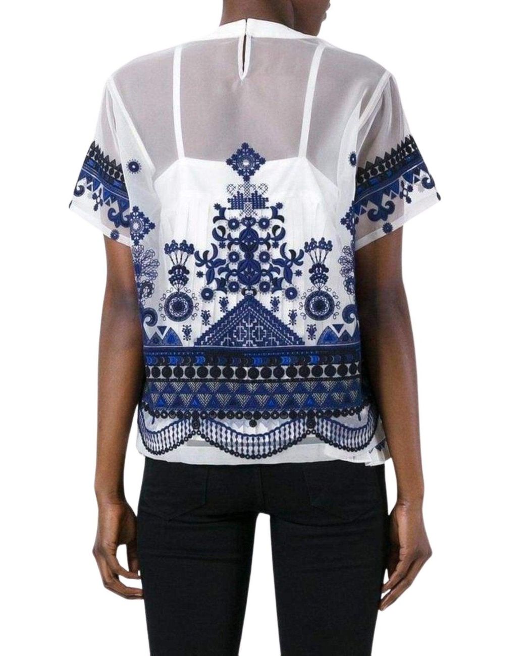 Sacai Blue Lace Organza Top L