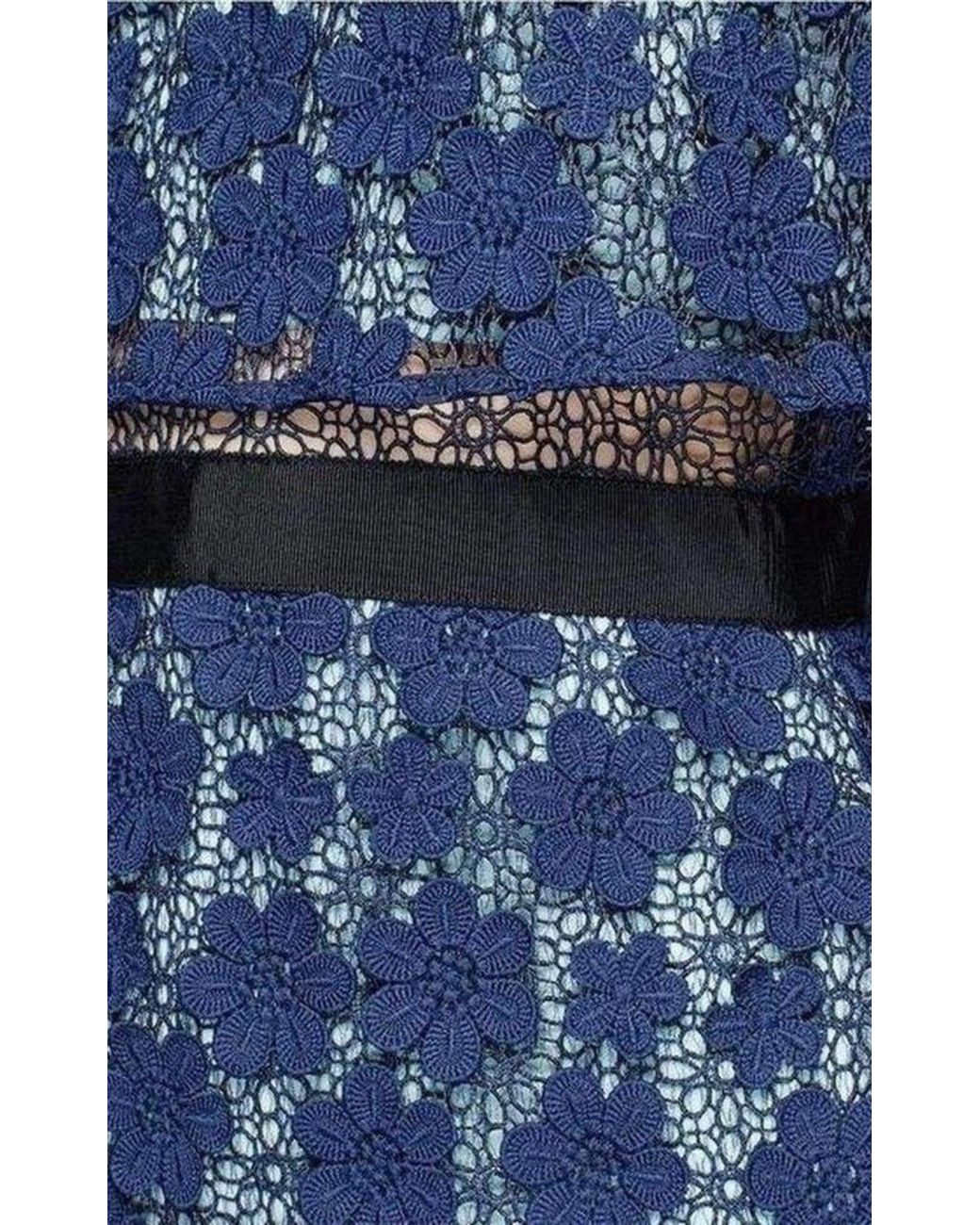 Self-Portrait Blue 60's Overlay Maxi Dress