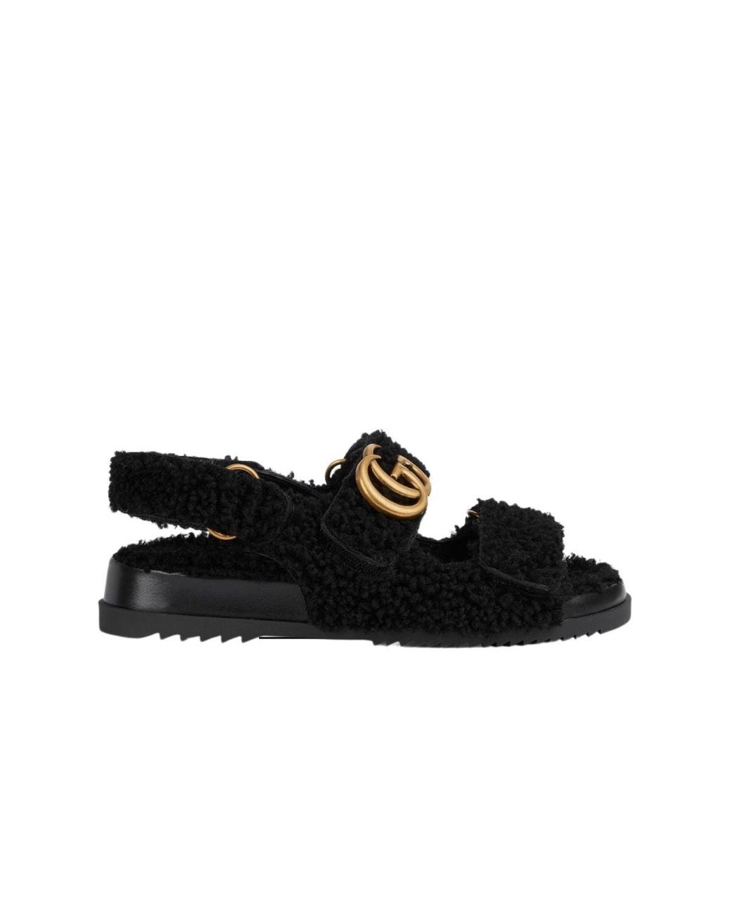 Gucci Double G Merino Wool Sandals Black