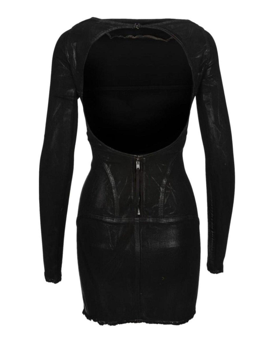 Rick Owens Black Open-back Mini Cotton Dress