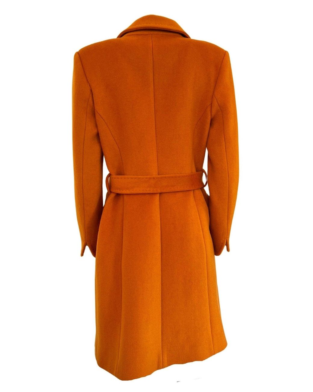 Cult Moda Orange Belted Wool Blend Coat