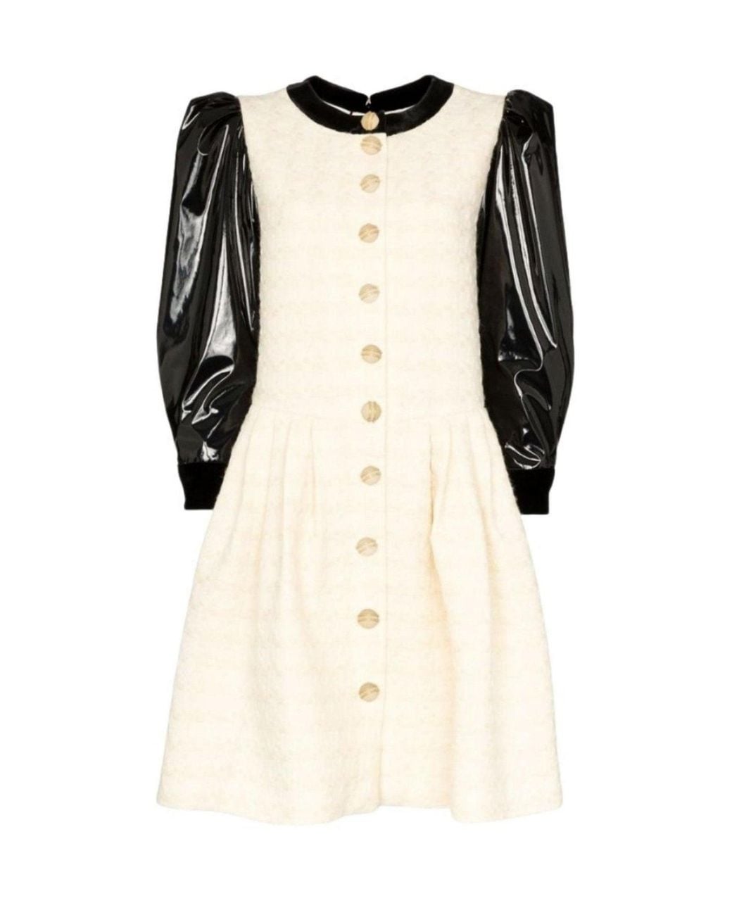 Gucci Natural Vinyl-sleeve Flared Mini Dress