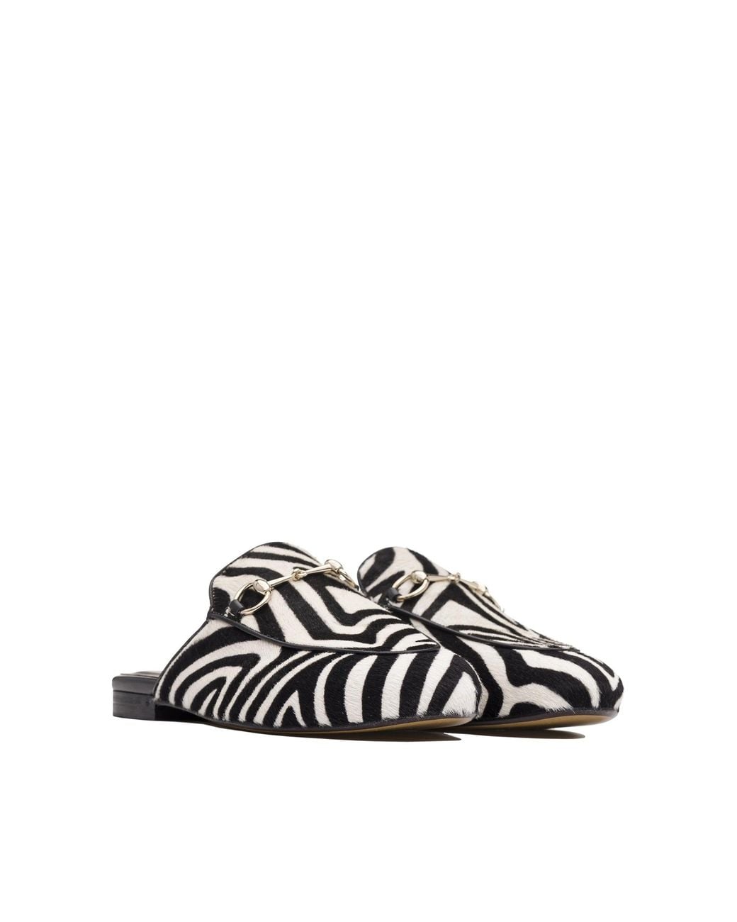 Gucci Black Princetown Zebra-print Calf Hair Horsebit Mules