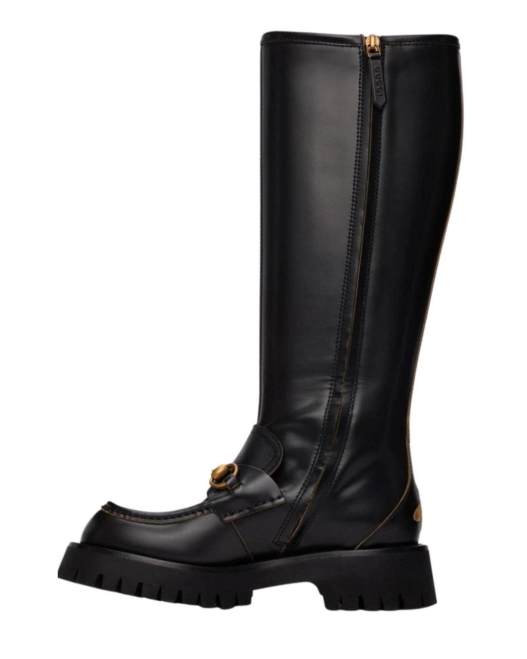 Gucci Black Horsebit Detail Knee-high Boots