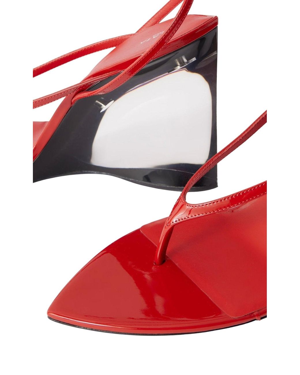 Alaïa Pink Tong 90 Patent Leather Wedge Sandals
