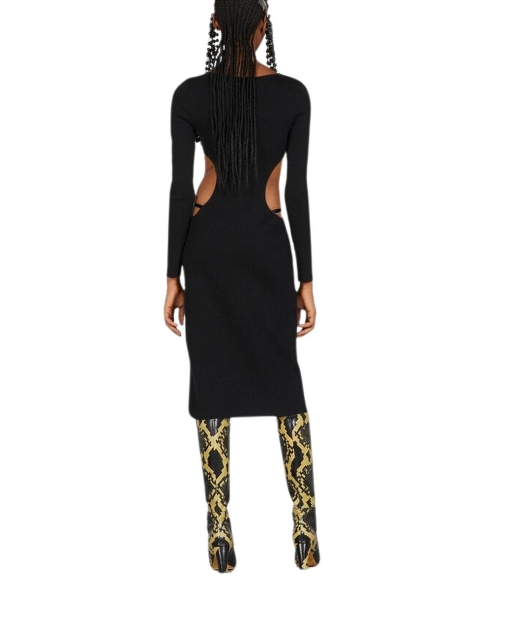 Gucci Black Cotton And Silk Midi Dress With Crystal G Square