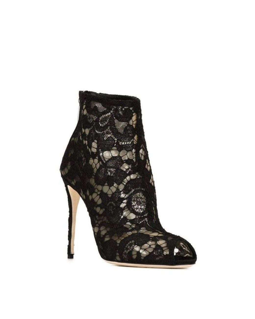 Dolce & Gabbana Black Floral Lace Booties It 39