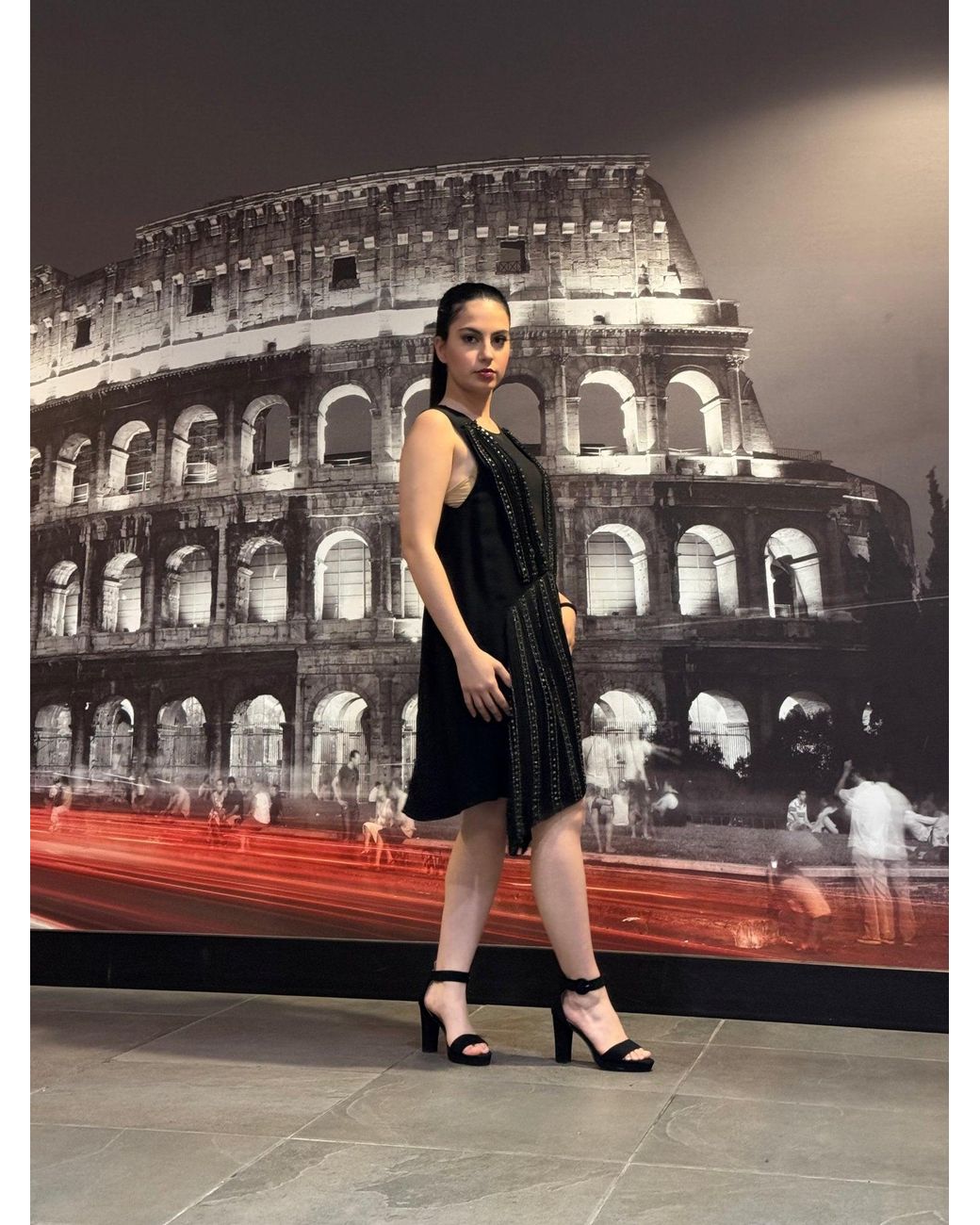 Vanessa Bruno Black Embellished Silk Cocktail Dress