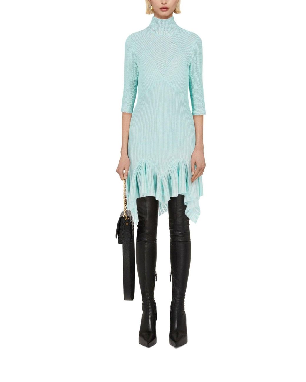 Givenchy Blue High-neck Asymmetric Dress