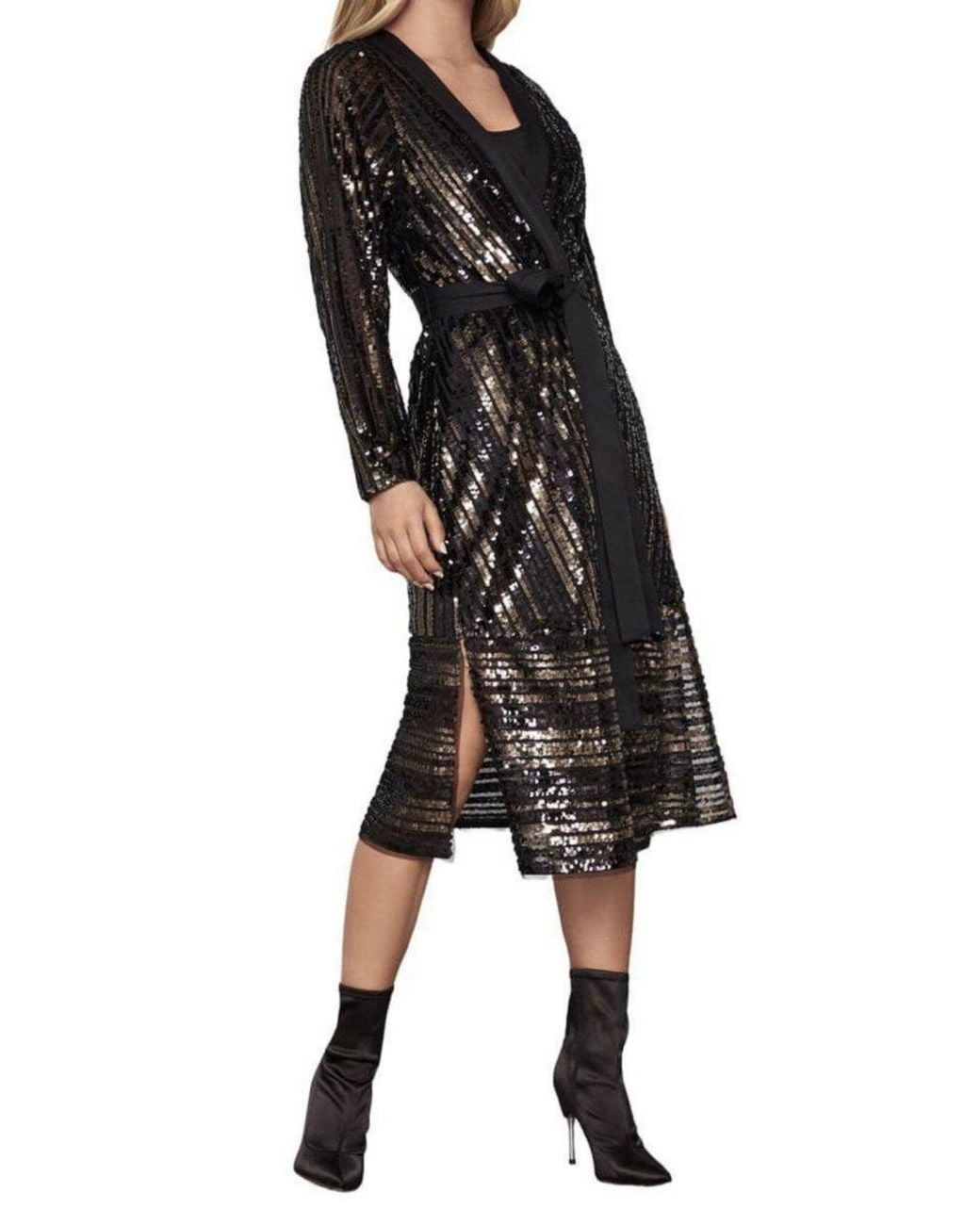 BCBGMAXAZRIA Black Sequin Wrap Dress