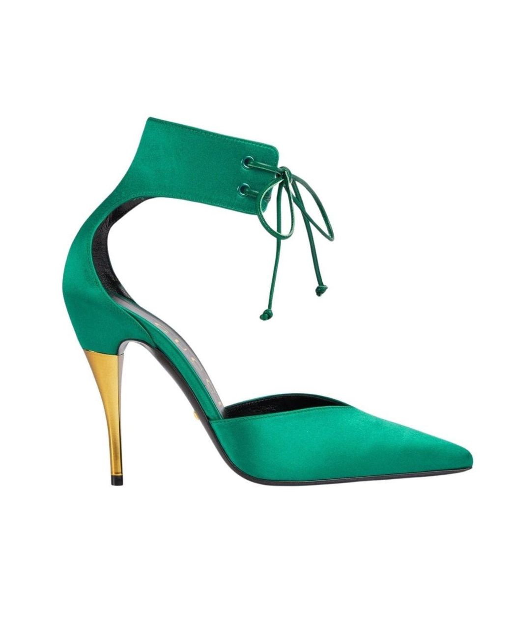 Gucci Lace-up Green Satin Pump Sandals