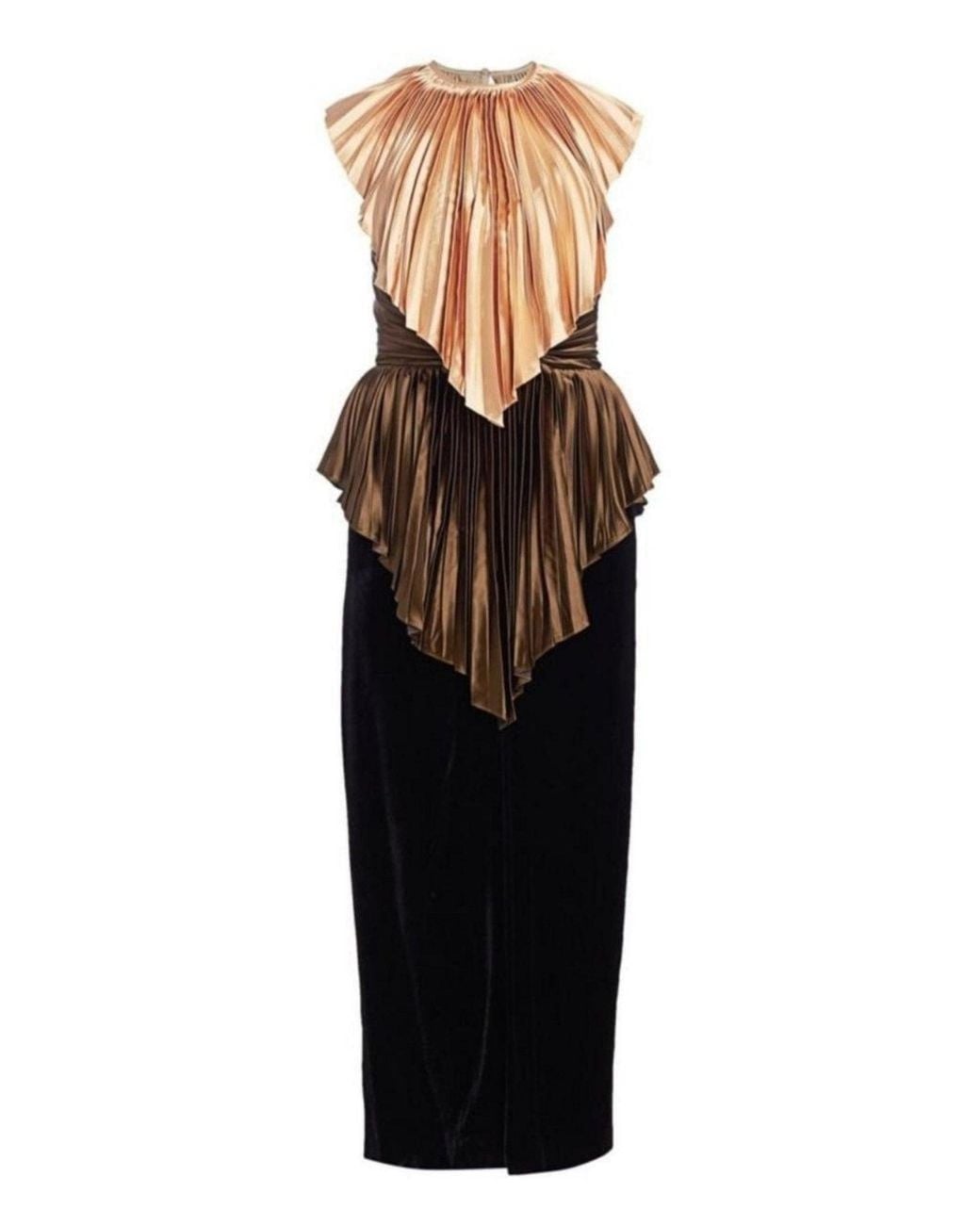 Gucci Black Colorblock Plisse Cape Dress