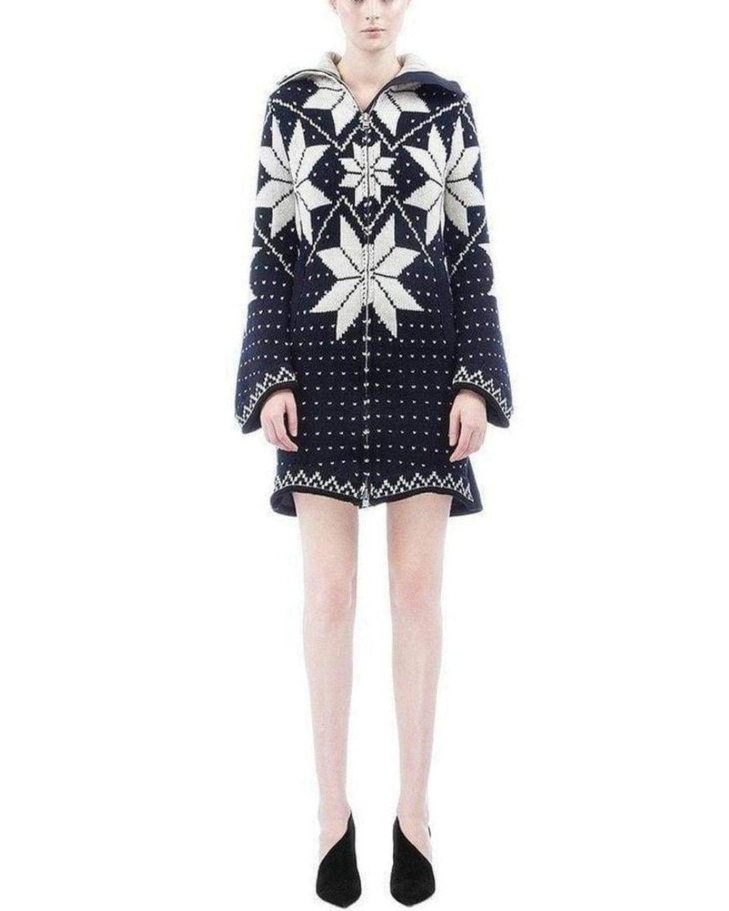 Sacai Blue Luck Jacquard Long Cardigan Coat