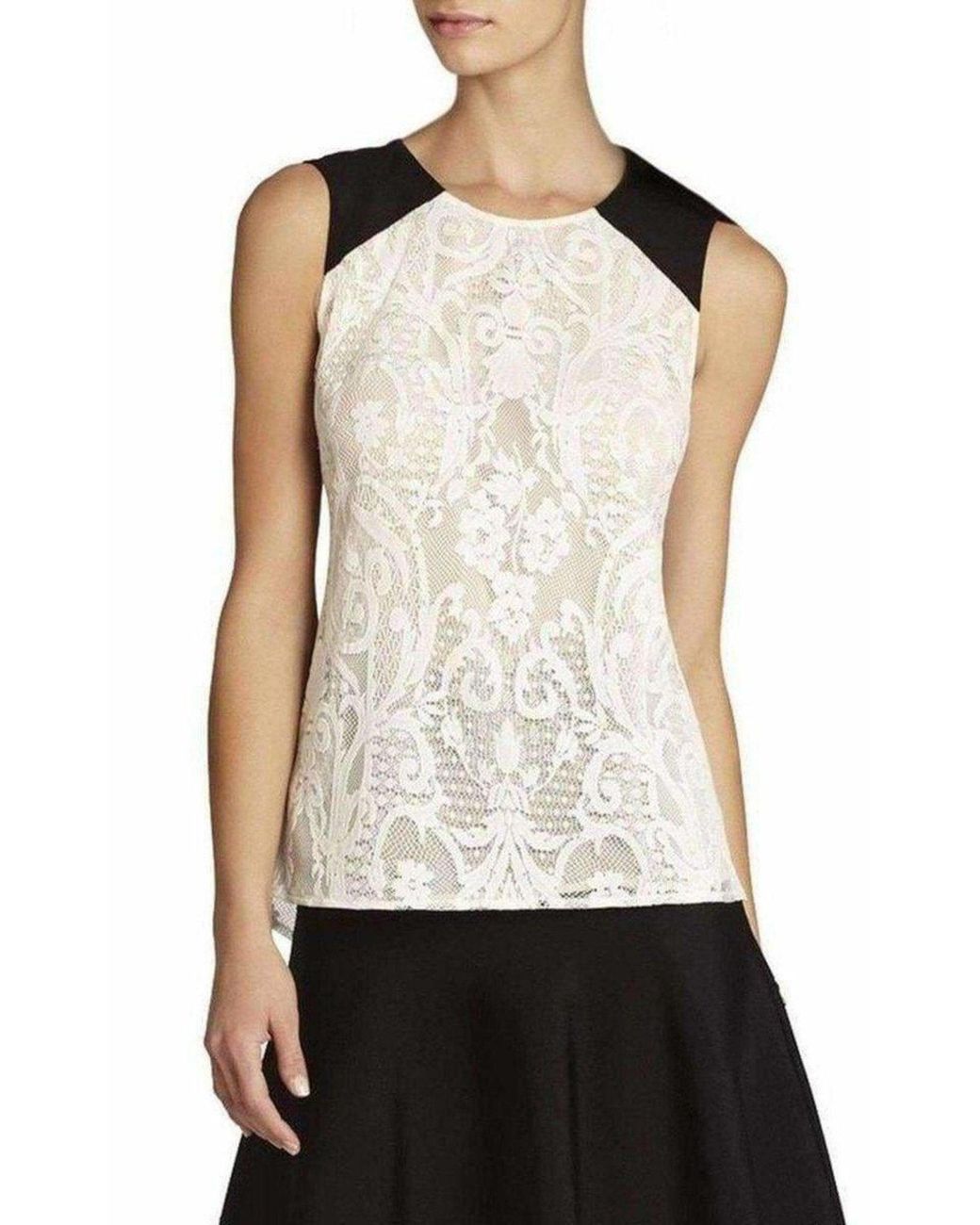 BCBGMAXAZRIA White Kaley Sleeveless Lace Top