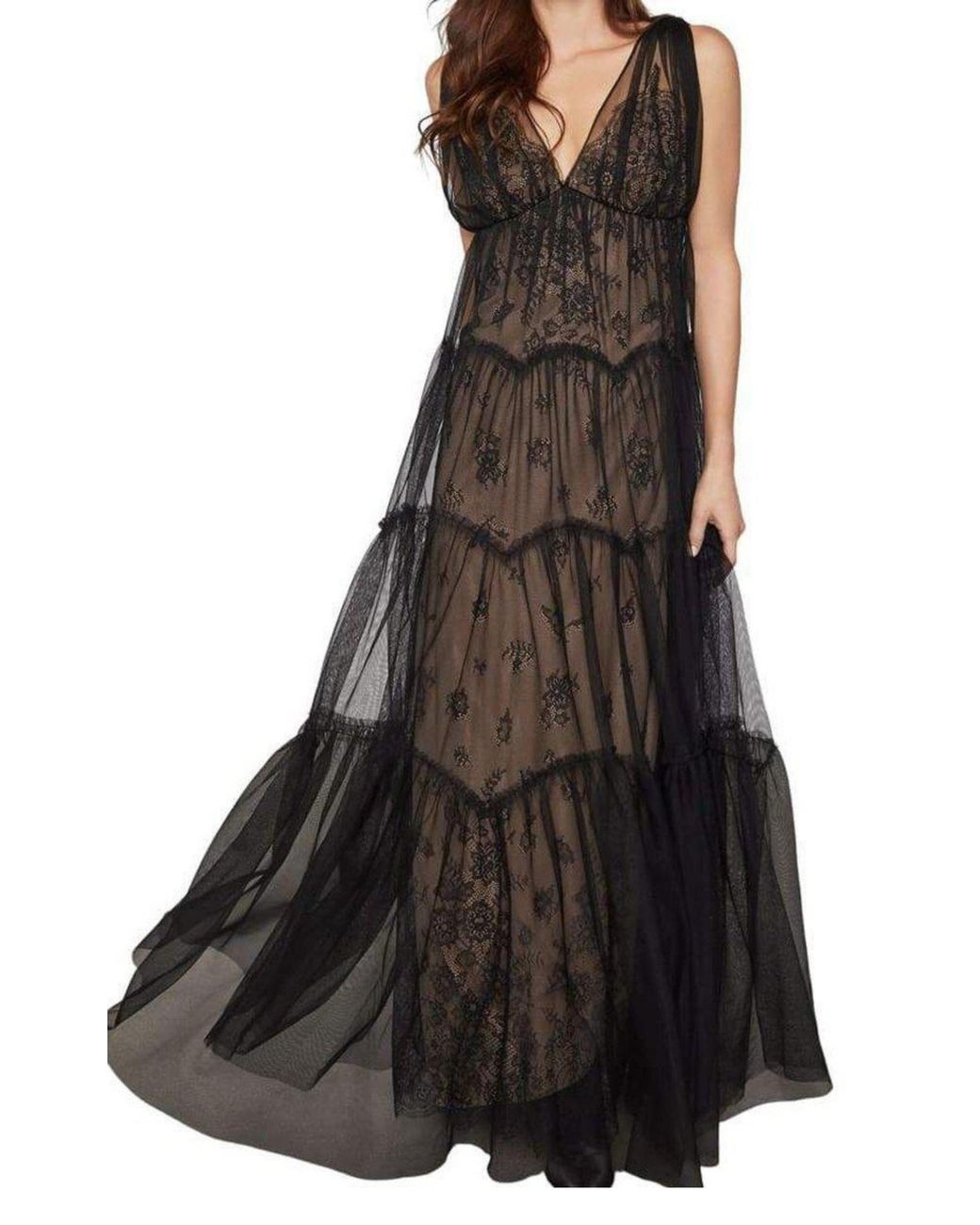 Bcbg metallic lace outlet applique gown