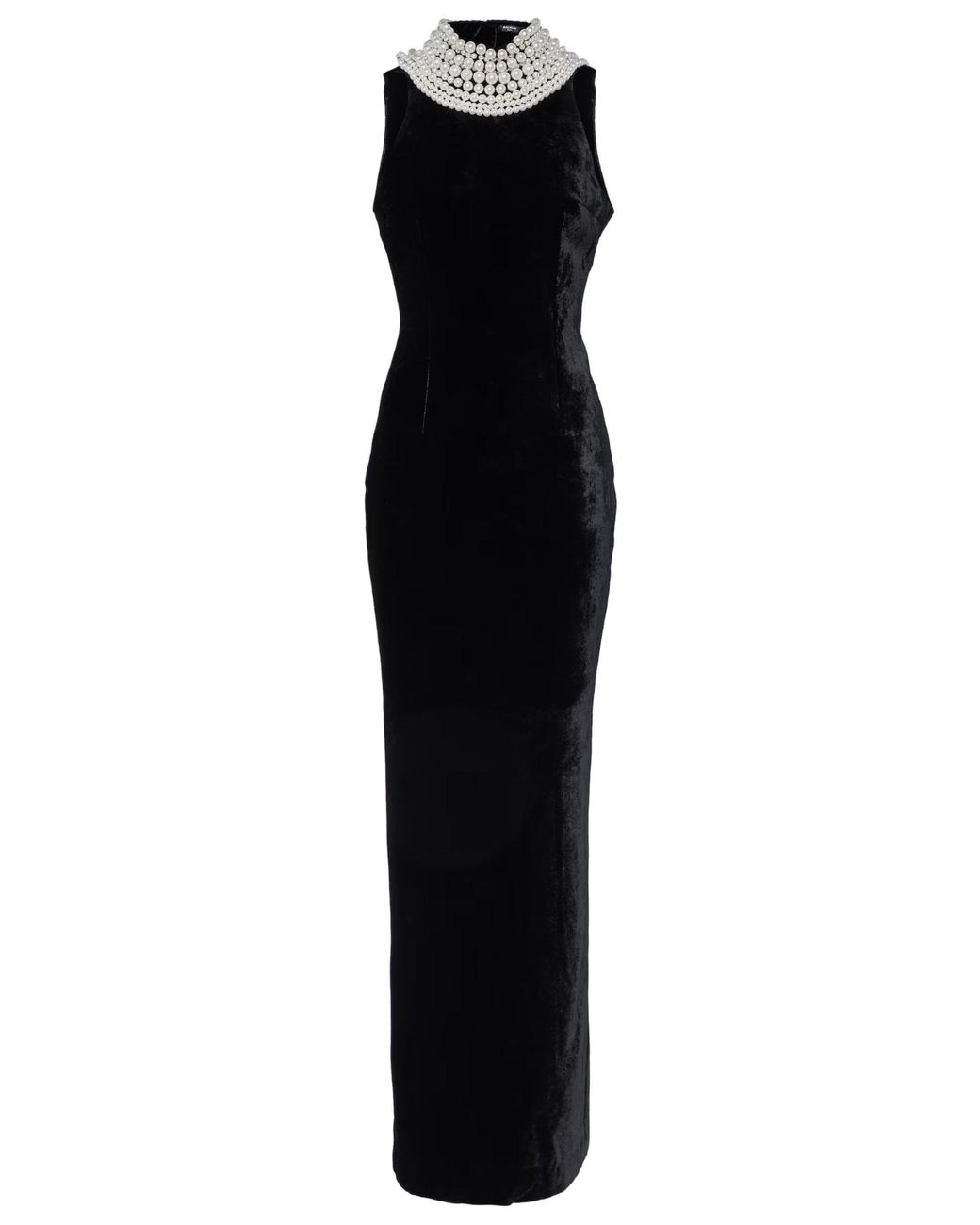 Balmain Fauxpearl Embellished Velvet Gown in Black Lyst