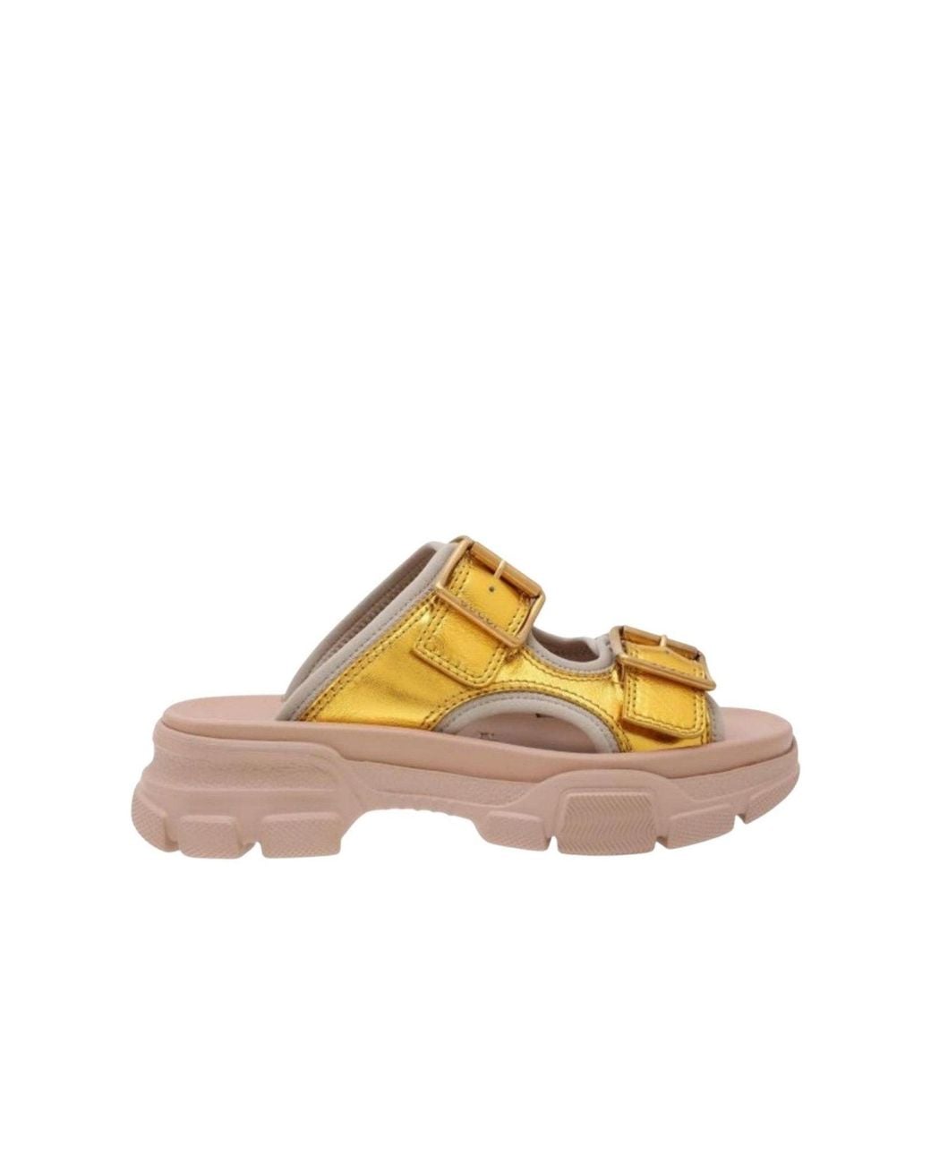 Gucci Multicolor Leather Chunky Slide Sandals